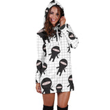 Ninja Pattern Plaid Background Women'S Hoodie Dress