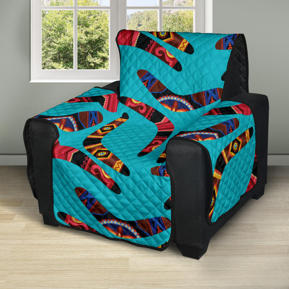 Boomerang Australian aboriginal ornament blue background Recliner Cover Protector