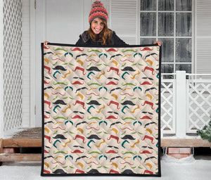 Mustache Beard Pattern Print Design 03 Premium Quilt