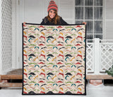 Mustache Beard Pattern Print Design 03 Premium Quilt