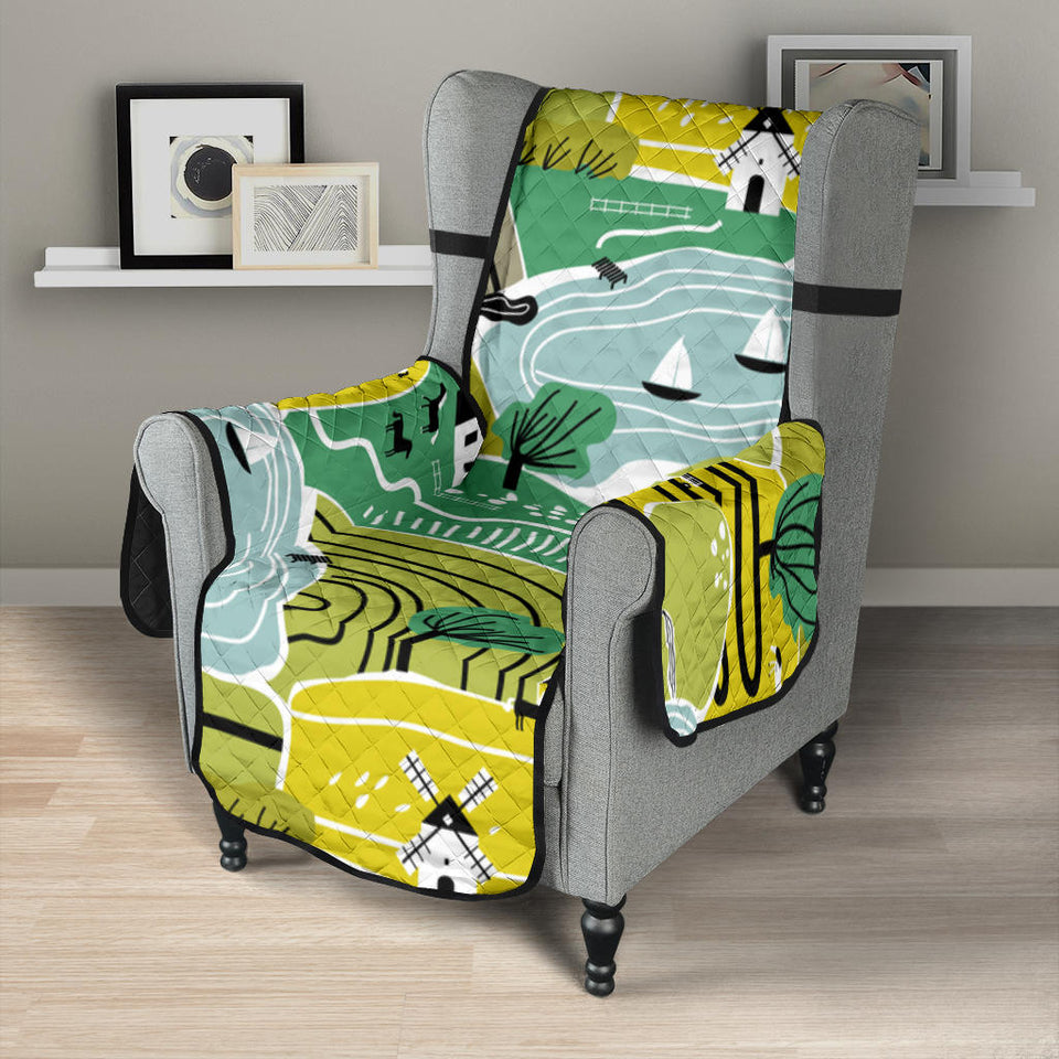 Hand drawn windmill pattern Chair Cover Protector