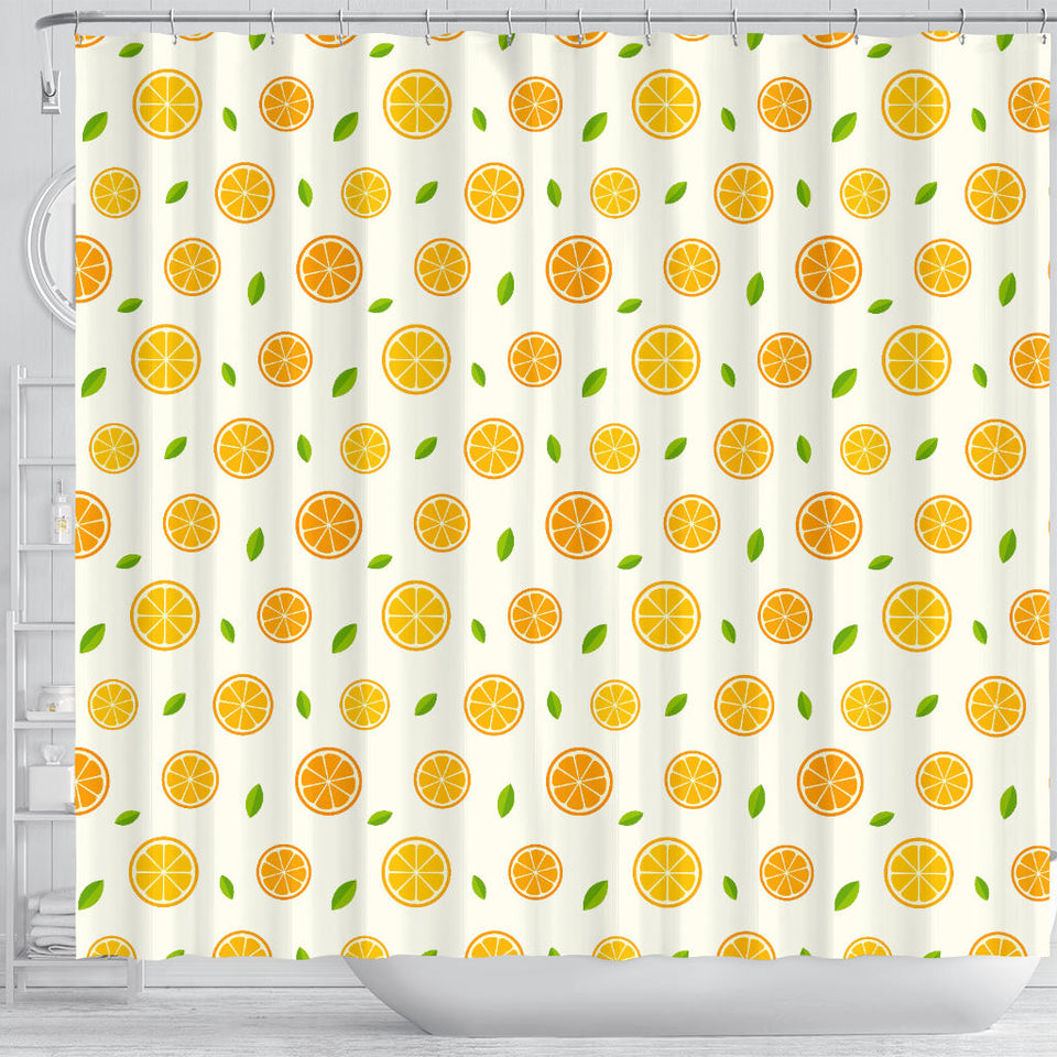 Oranges Leaves Pattern Shower Curtain Fulfilled In US