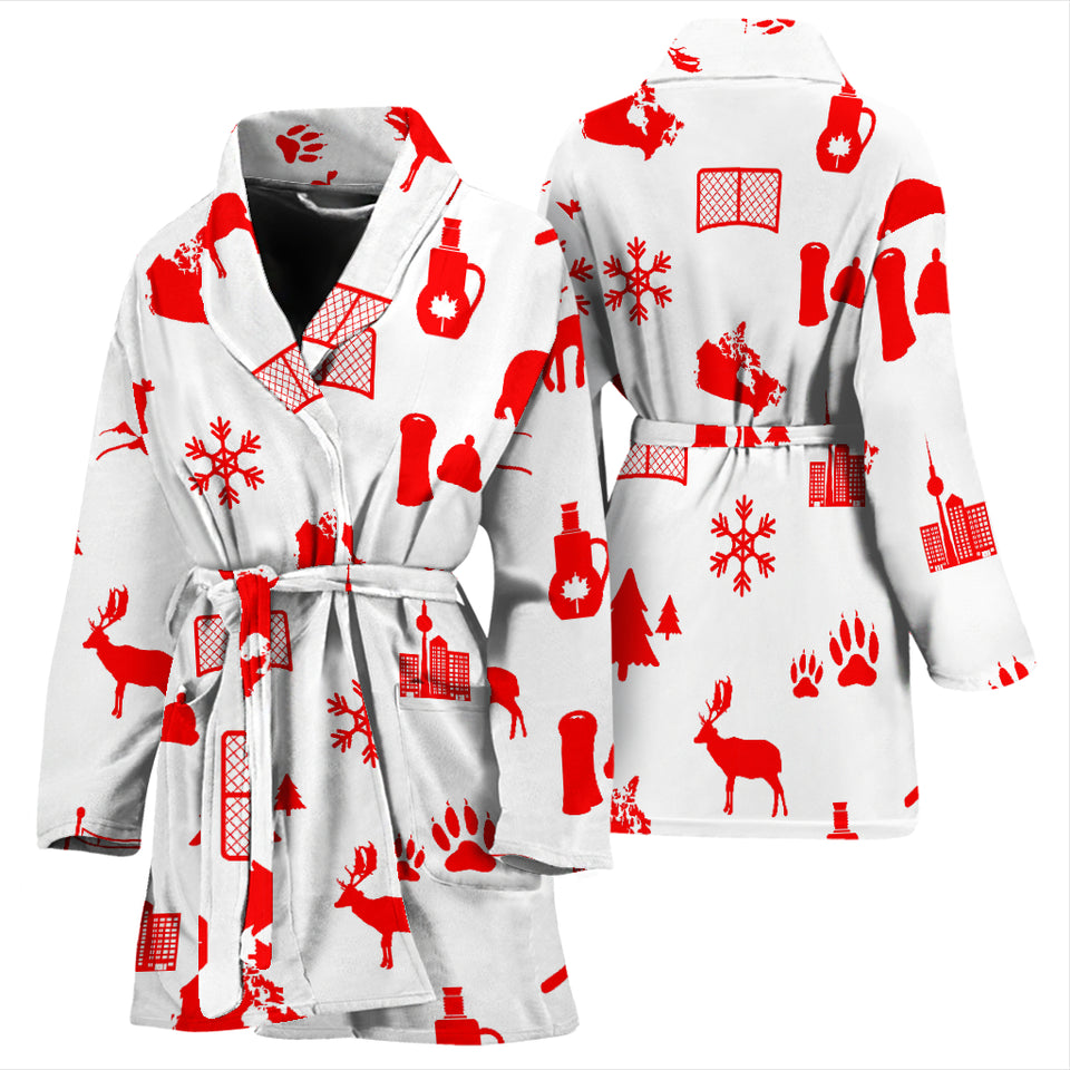 Canada Pattern Print Design 04 Women's Bathrobe