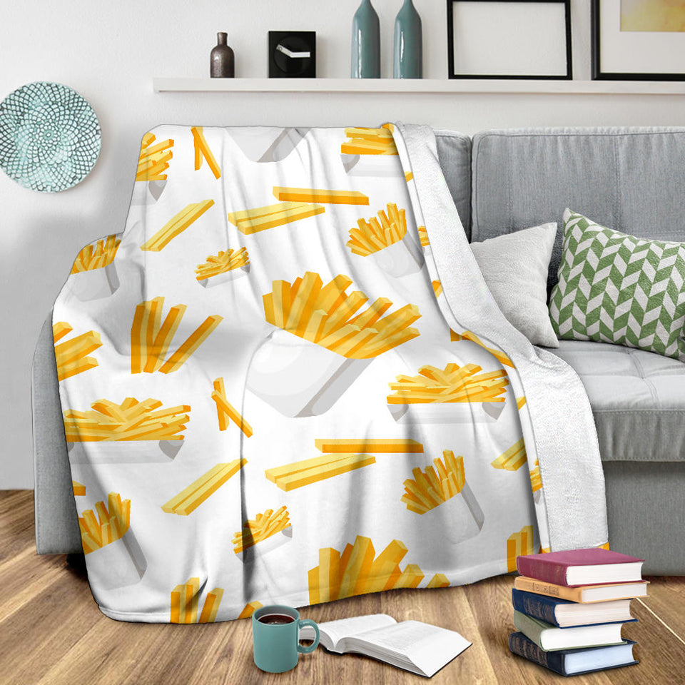 French Fries White Paper Box Pattern Premium Blanket