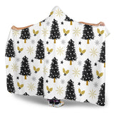 Christmas Tree Holly Snow Star Pattern Hooded Blanket