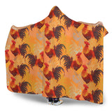Red Rooster Chicken Cock Pattern Hooded Blanket