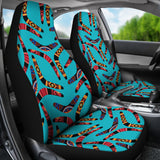 Boomerang Australian Aboriginal Ornament Blue Background  Universal Fit Car Seat Covers