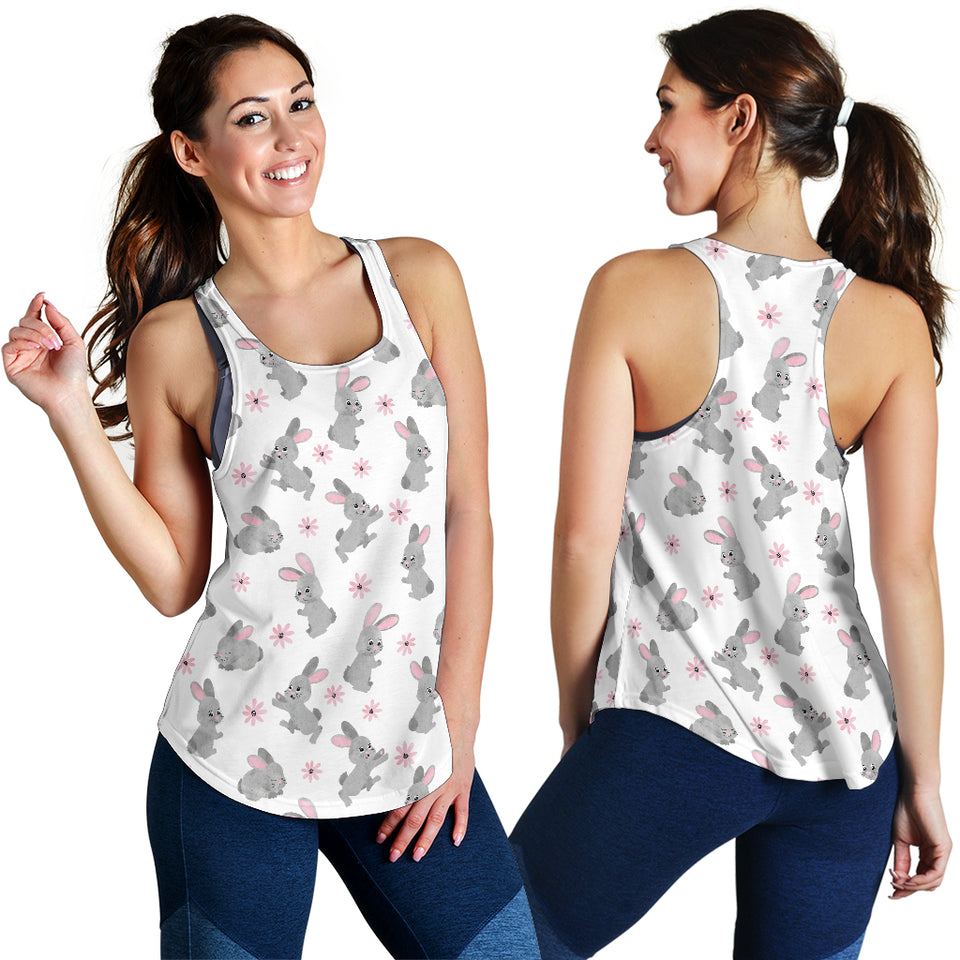 Watercolor cute rabbit pattern Women Racerback Tank Top