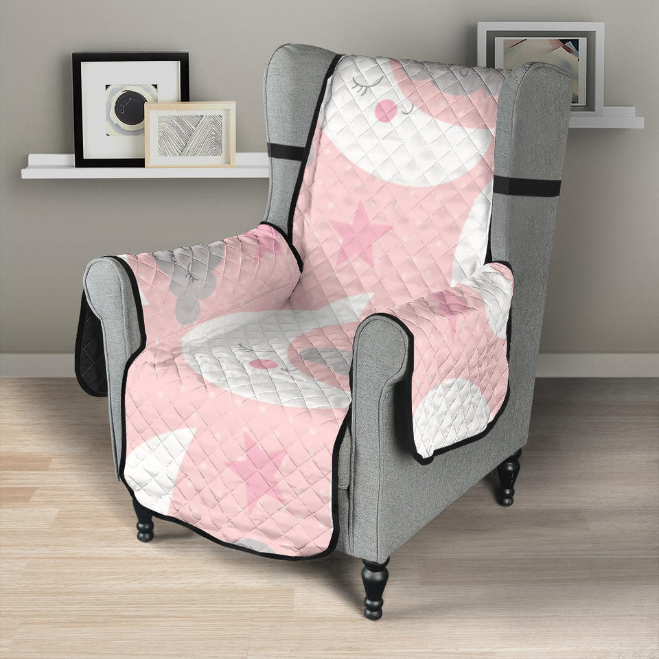 Cute moon cloud star pattern pink dot background Chair Cover Protector