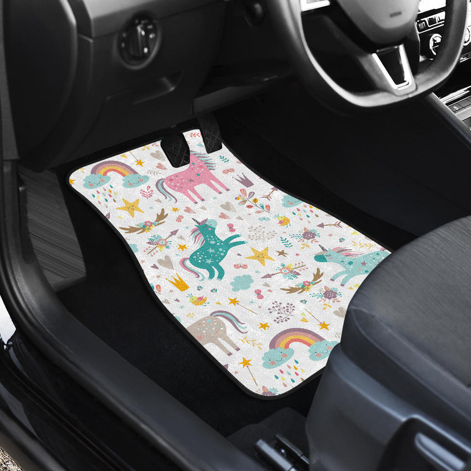 Colorful Unicorn Pattern Front And Back Car Mats