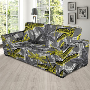 Hand Drawn Dragonfly Pattern Sofa Slipcover