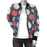 Dragon Fruits Dark Blue Background Women'S Bomber Jacket