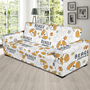 Cute Beagle Dog Pattern Background Sofa Slipcover