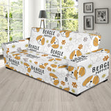 Cute Beagle Dog Pattern Background Sofa Slipcover