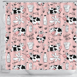 Cows Milk Product Pink Background Shower Curtain Fulfilled In US