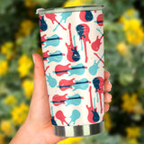 Red Blue Guitar Pattern Tumbler