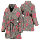 Red Gold Sakura Cherry Blossom Gray Background Women'S Bathrobe