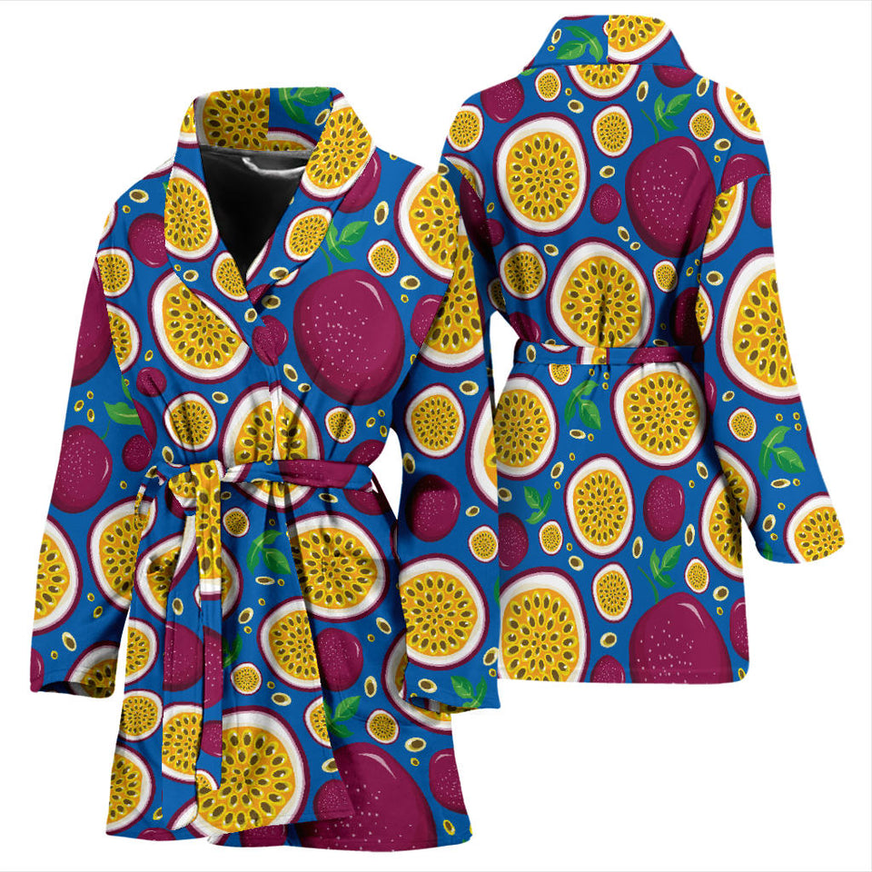 Passion Fruit Blue Background Women'S Bathrobe