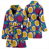 Passion Fruit Blue Background Women'S Bathrobe