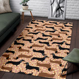 Dachshund Floral Background Area Rug