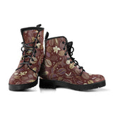 Coffee Bean Flower Pattern Leather Boots