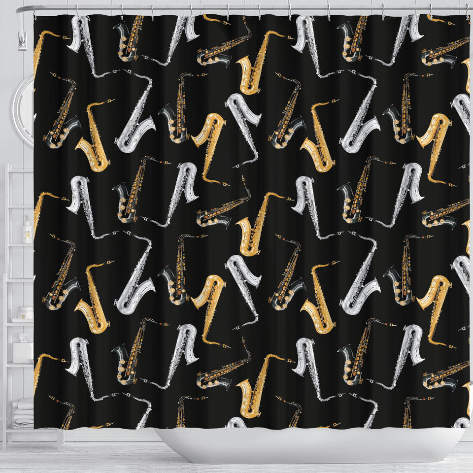 Saxophone Design Pattern Shower Curtain Fulfilled In US