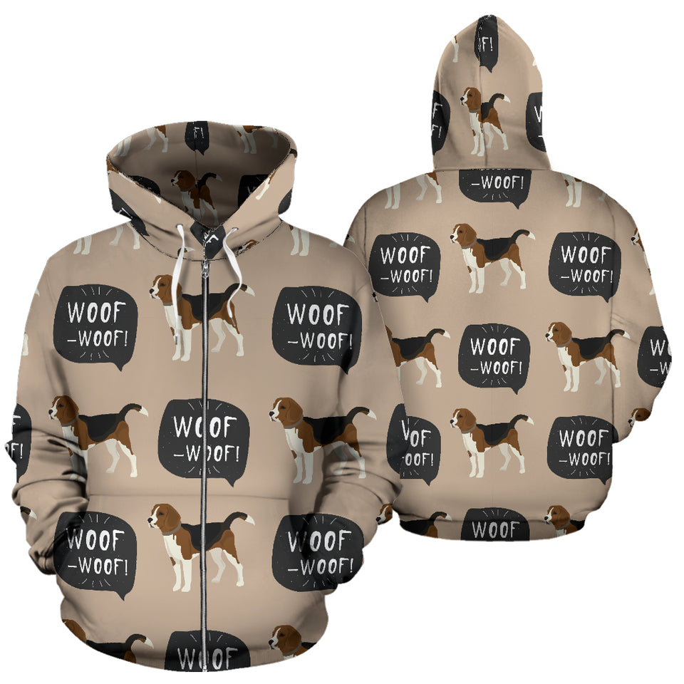 Beagle Pattern Zip Up Hoodie