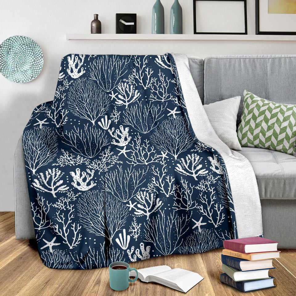 Coral Reef Pattern Print Design 05 Premium Blanket