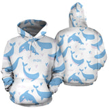 Blue Whale Pattern Men Women Pullover Hoodie