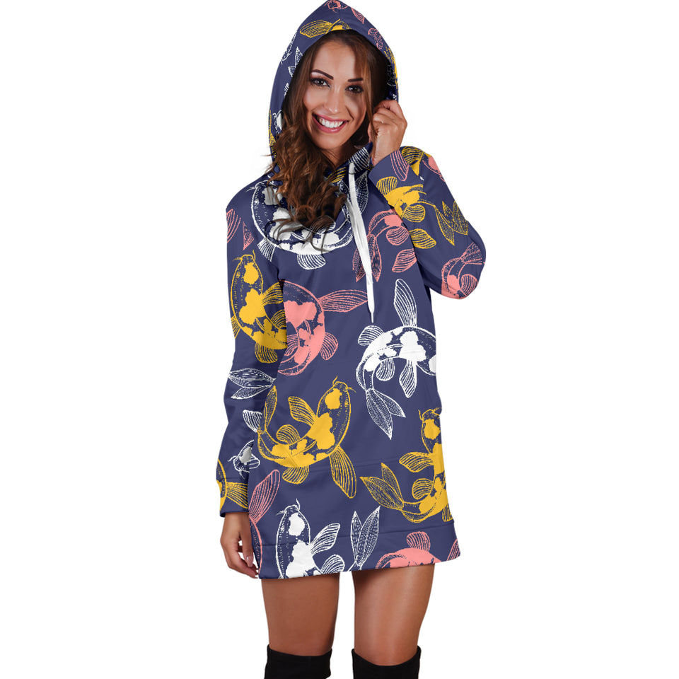 Koi Fish Carp Fish Pattern Women'S Hoodie Dress