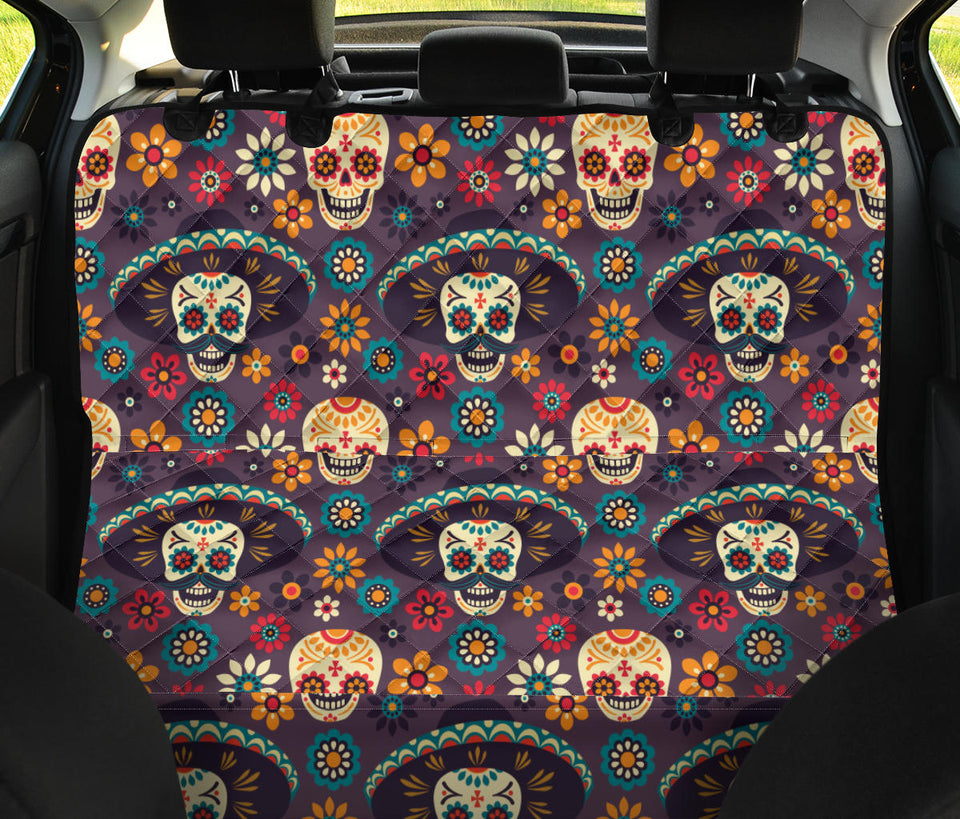 Sugar Skulls Flower Maxican Pattern Dog Car Seat Covers