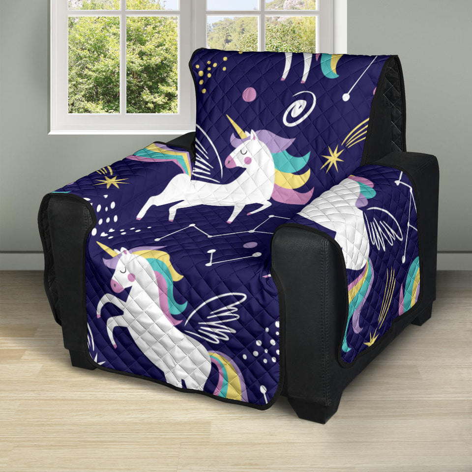 Hand drawn cute unicorn star planet Recliner Cover Protector