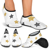 Hand Drawn Gold Black Star Pattern Aqua Shoes