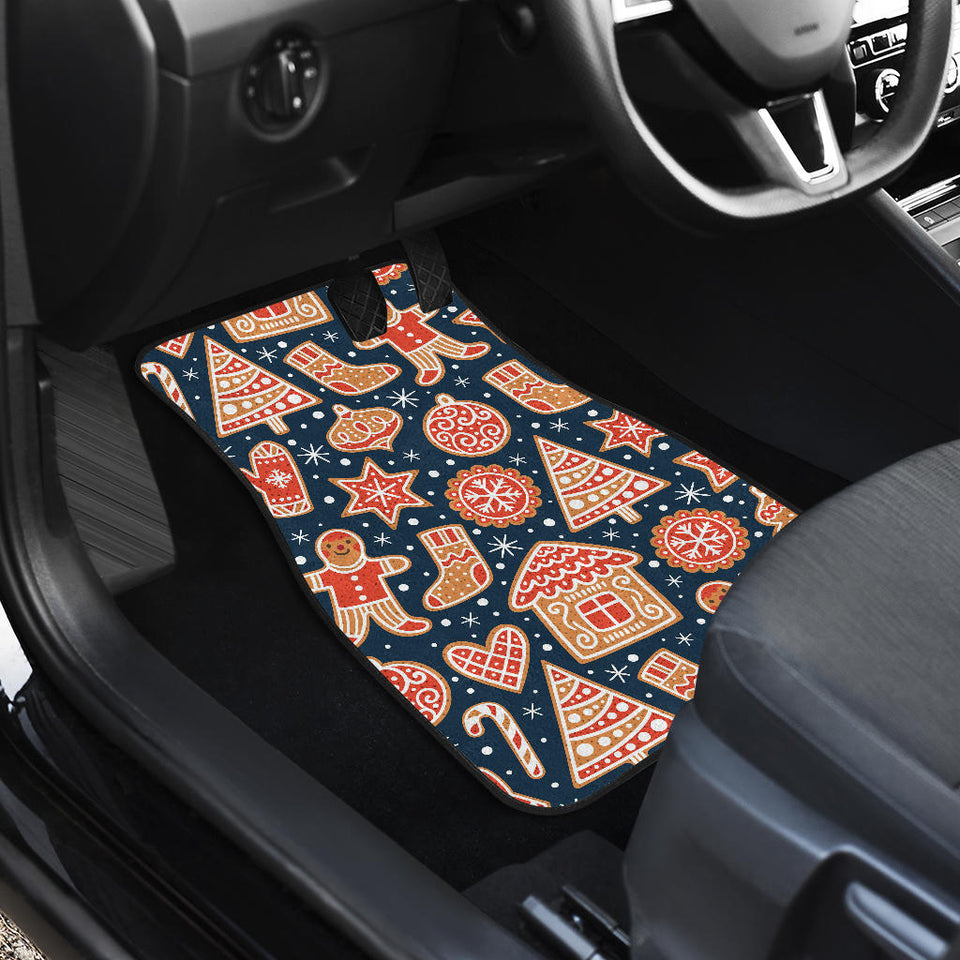 Christmas Gingerbread Cookie Pattern Front And Back Car Mats