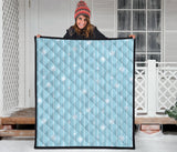 Snowflake Pattern Blue Stripe Background Premium Quilt