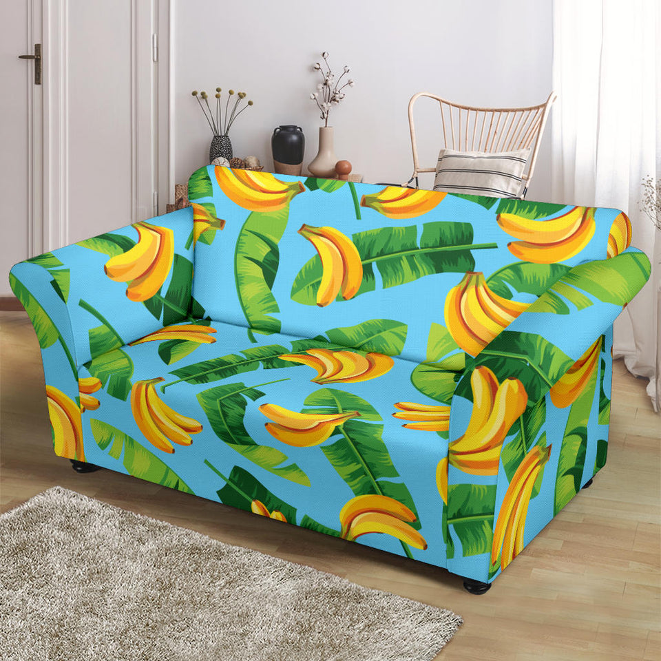 Banana Leaves Banana Design Pattern Loveseat Couch Slipcover
