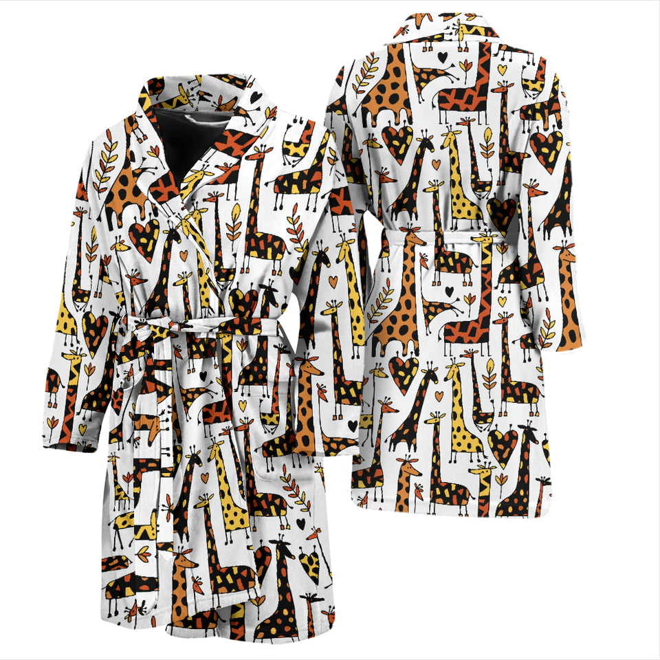 Giraffe Pattern Print Design 05 Men's Bathrobe