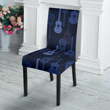 Blue Theme Guitar Pattern Dining Chair Slipcover
