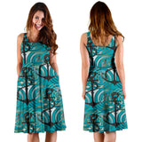 Anchor Nautical Green Background Sleeveless Midi Dress
