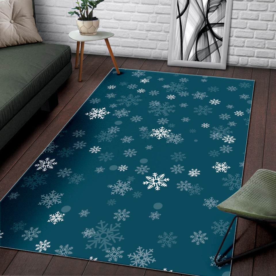 Snowflake Pattern Dark Background Area Rug