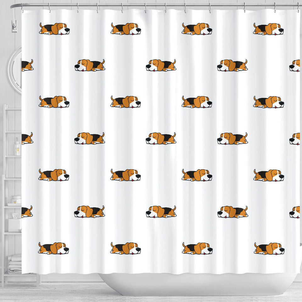 Cute Beagle Dog Sleeping Pattern Shower Curtain Fulfilled In US
