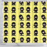 Cute Ninja Yellow Background Shower Curtain Fulfilled In US