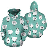 Cute Sheep Green Background Men Women Pullover Hoodie