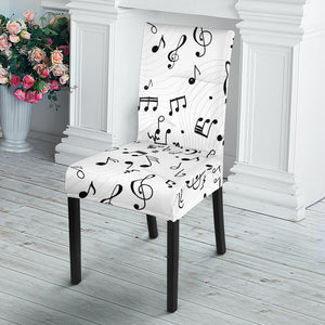 Music Notes Pattern Print Design 04 Dining Chair Slipcover