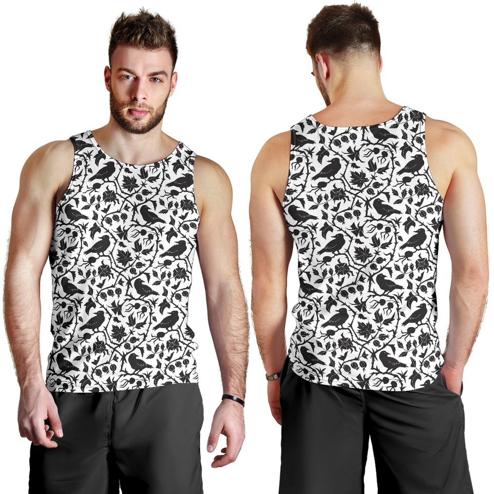 Crow dark floral pattern Men Tank Top