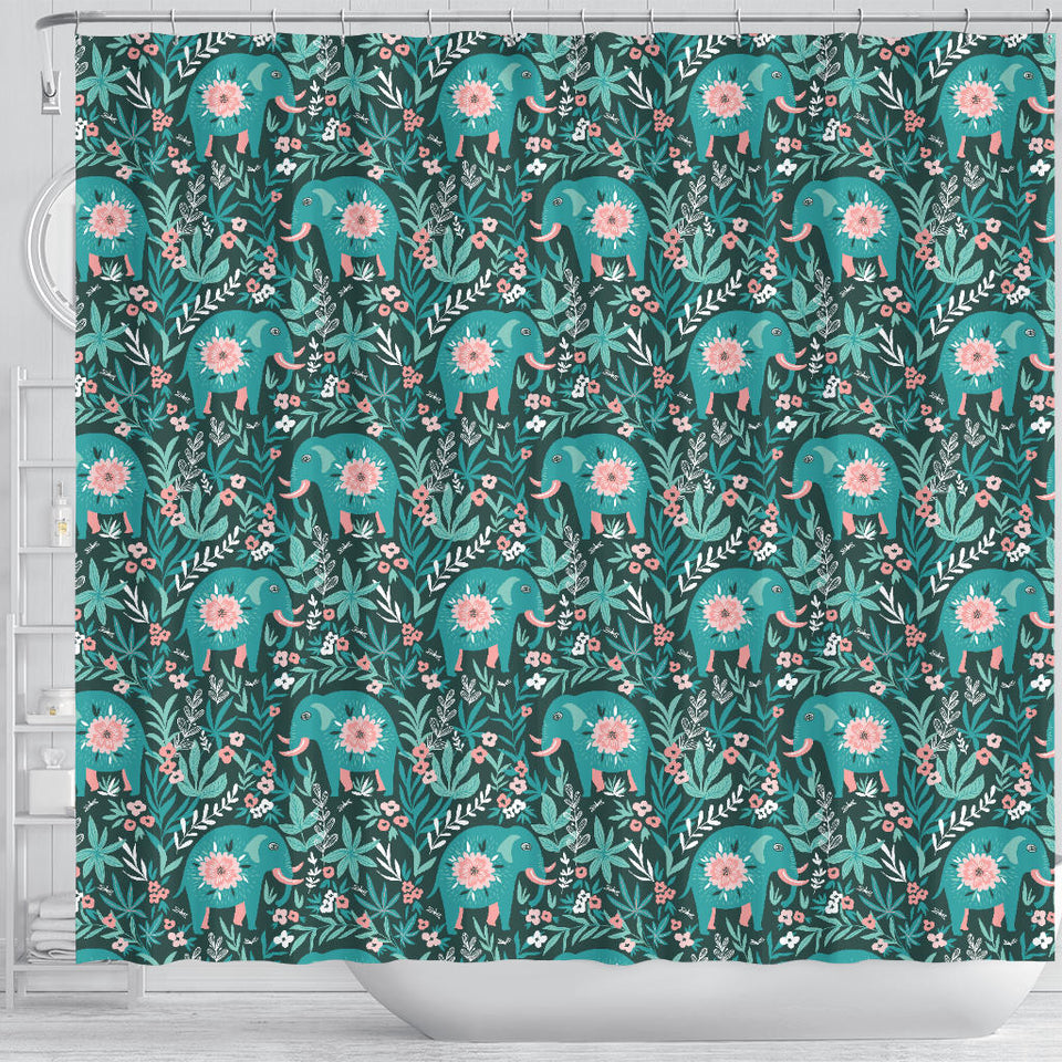 Elephants Jungle Pattern Shower Curtain Fulfilled In US