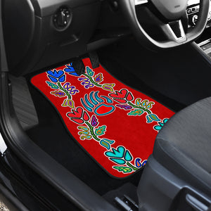 Floral Generations Red With Bearpaw Front Car Mats (Set Of 2)