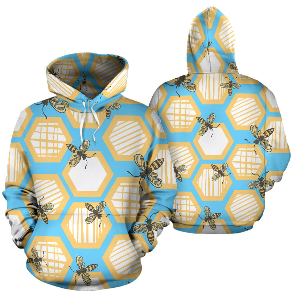Bee Honeycomb Pattern Men Women Pullover Hoodie