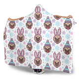 Cute Pug Hat Rabbit Costume Pattern Hooded Blanket