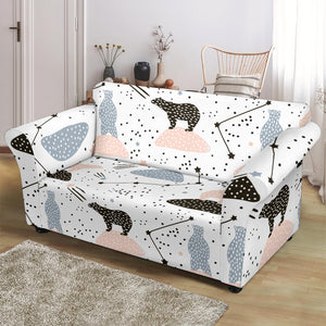 Polar Bears Star Poka Dot Pattern Loveseat Couch Slipcover